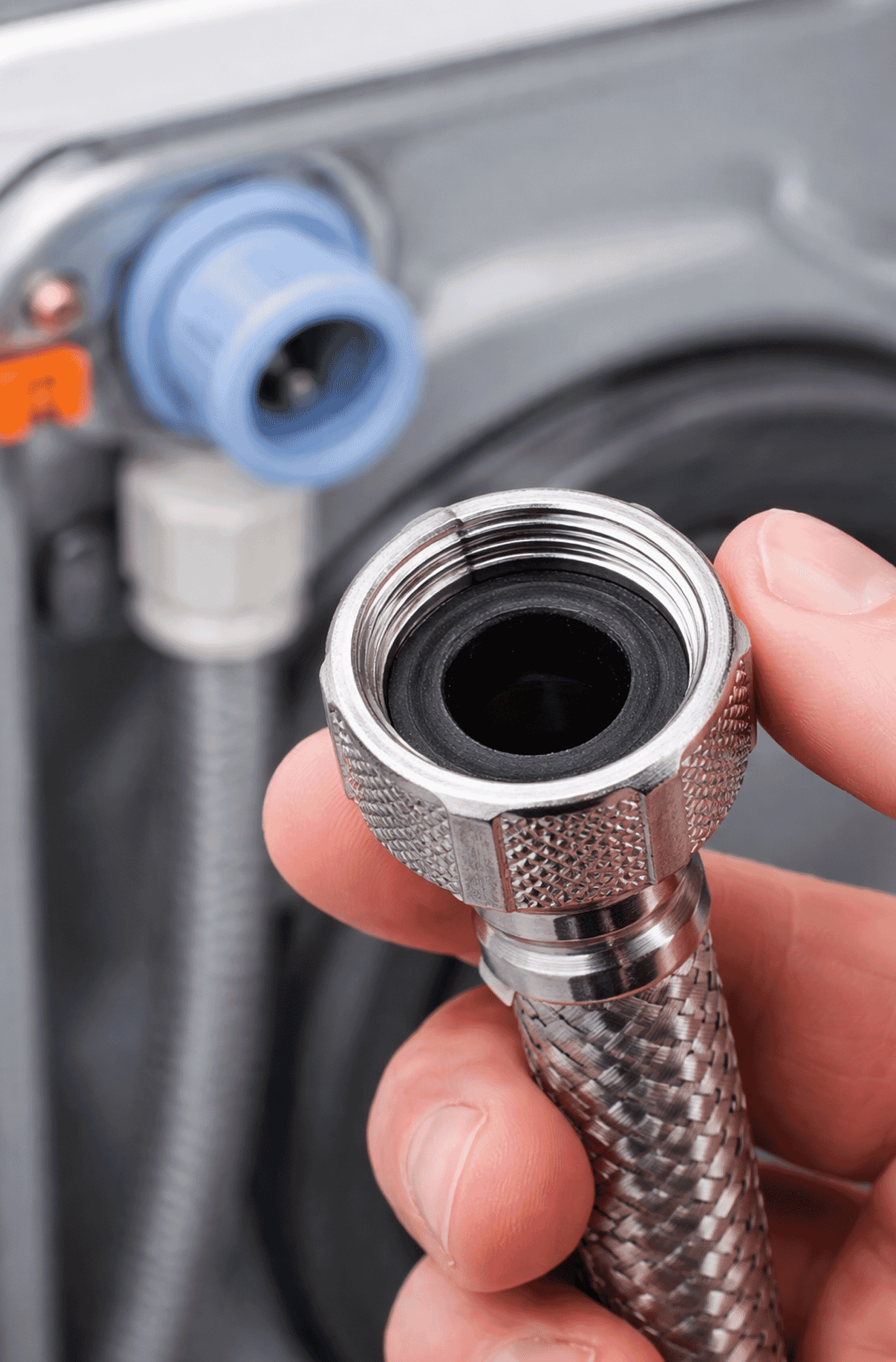 Rubber washer use in dishwasher hose connection