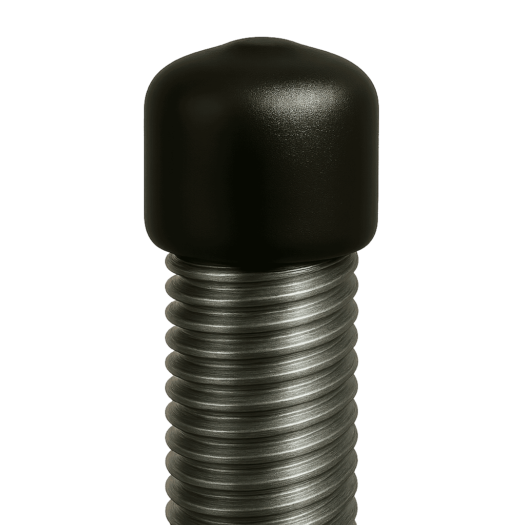 PVC cap fitted over a threaded stud