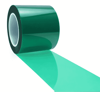 Green polyester masking tape rolls in different widths