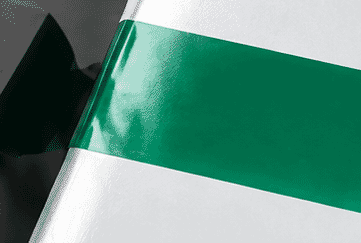 Green polyester tape used around metal component edges