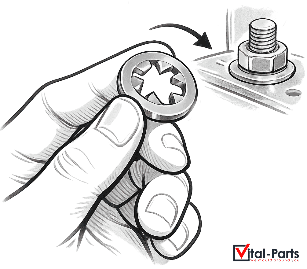 Shakeproof washer installation diagram