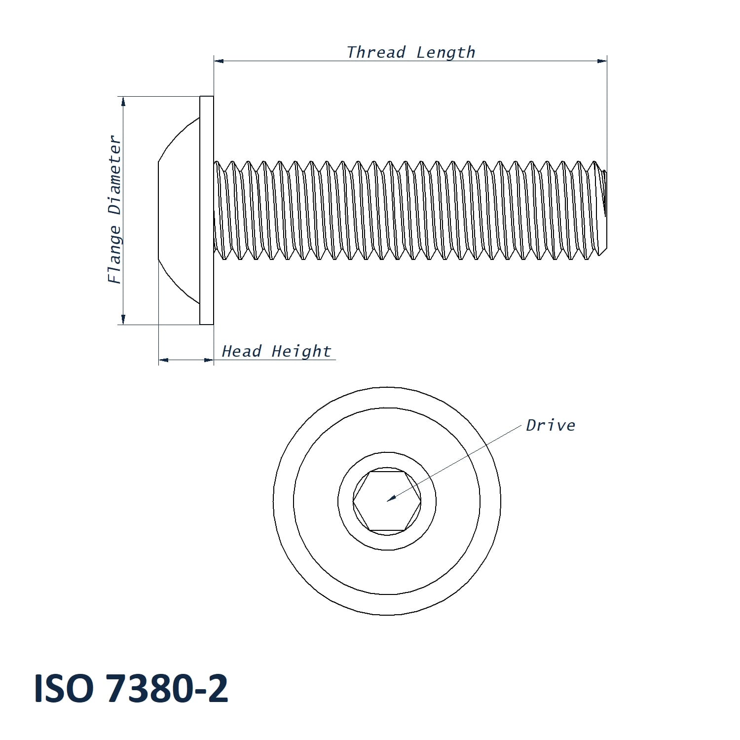 M10 x 90mm Flanged Hex Button Head Screw DIN 7380-2 A4 Stainless 