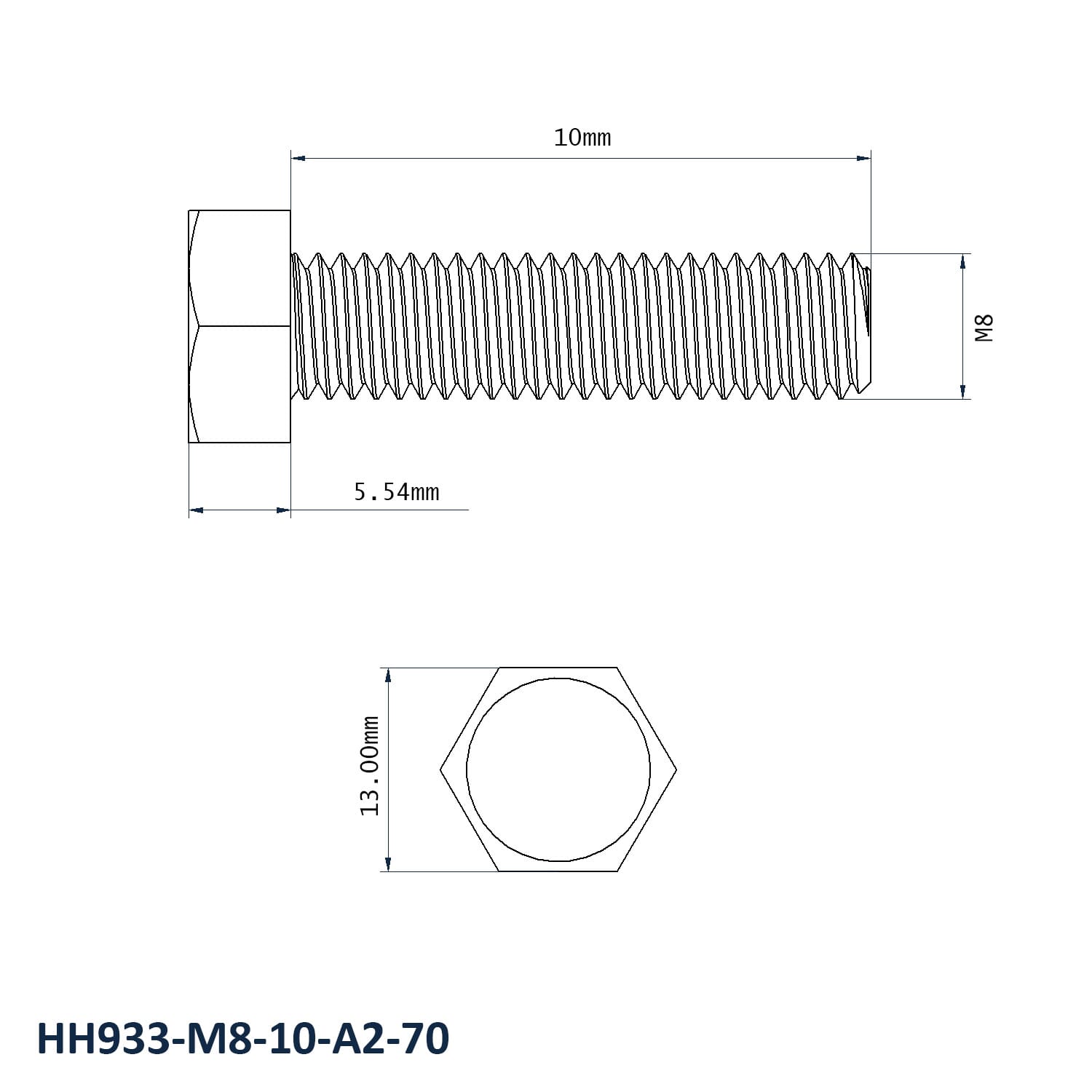 10-Pack M8-1.25 X 100mm Stainless Steel Hex Bolts - A2-70 (304) Fully Threaded, For DIY & Furniture
