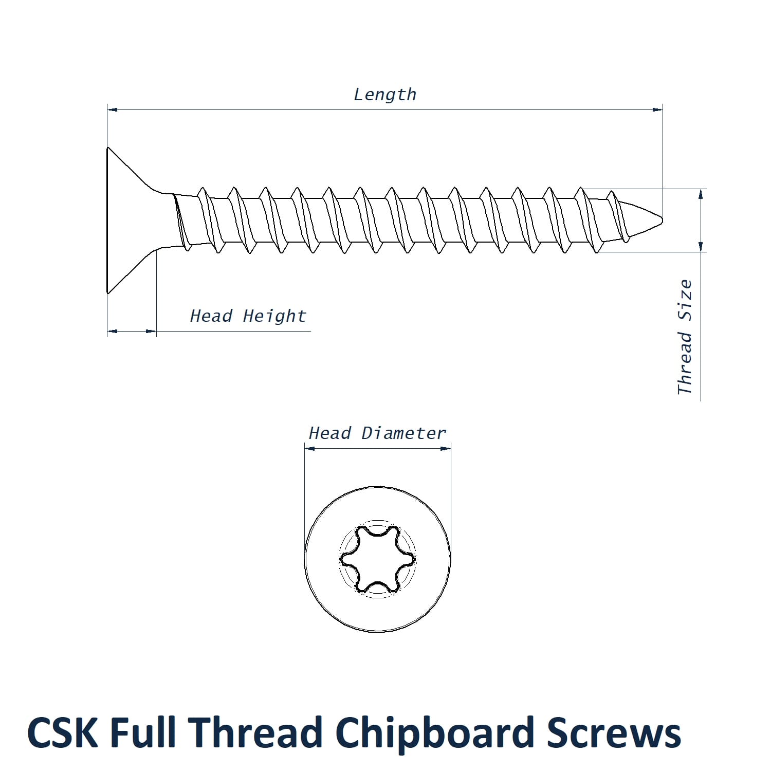 4.0mm x 30mm Torx Countersunk Fully Threaded Chipboard Screw - ZYP
