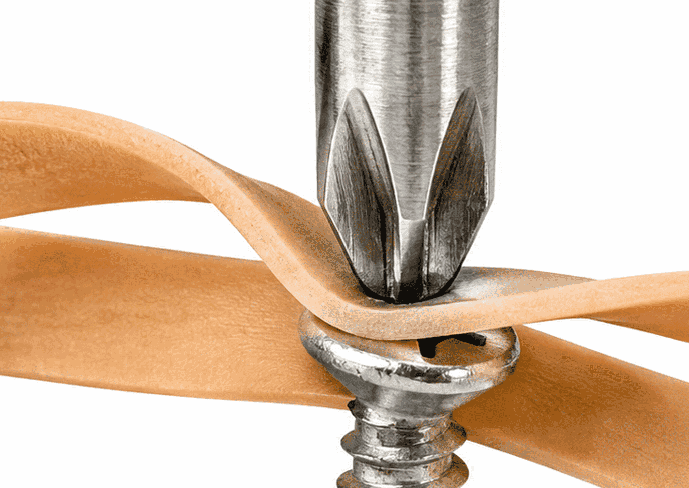 Rubber band placed over a stripped screw before inserting a screwdriver