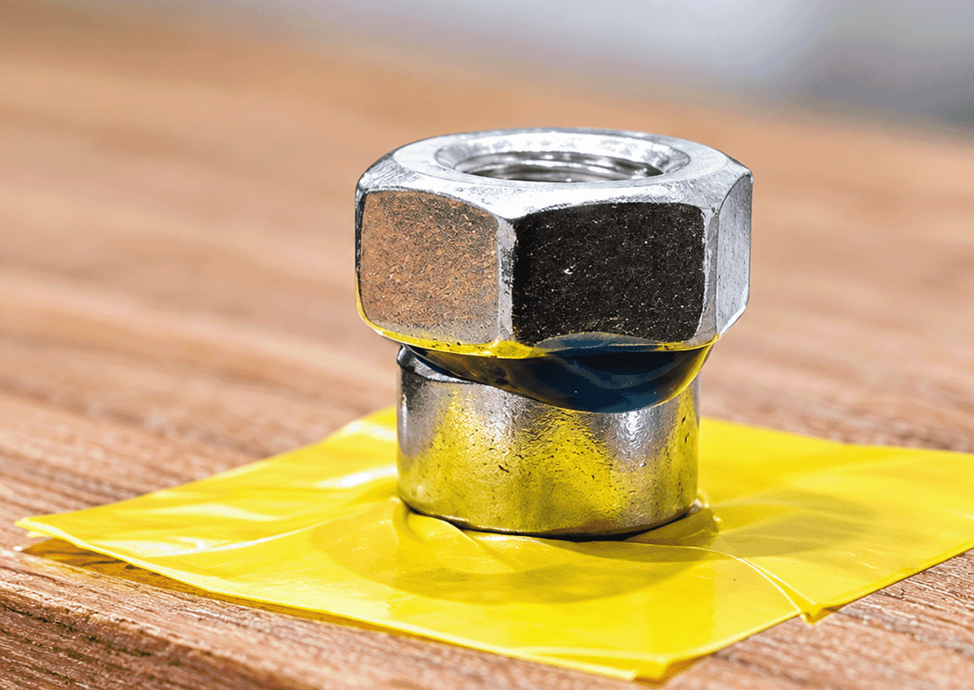Hex nut bonded to a damaged screw head for removal